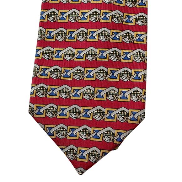 The Scotch House Neck Tie Red Print 100% Silk Made in England - Picture 2 of 9
